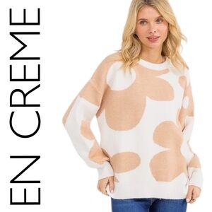 249:  EN CREME NWT SWEATER WHITE TAUPE (R1)